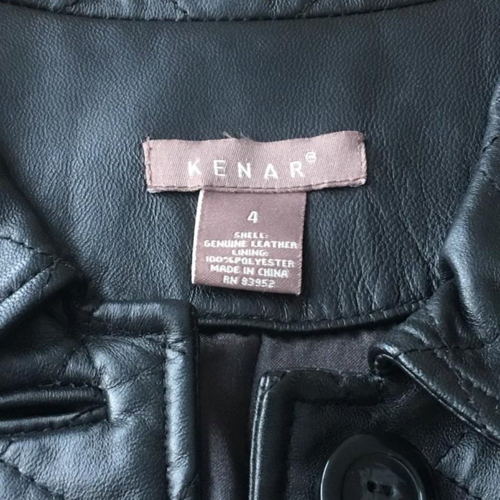 KENAR Black Quilted Leather Jacket Women's Size 4 - Picture 9 of 12